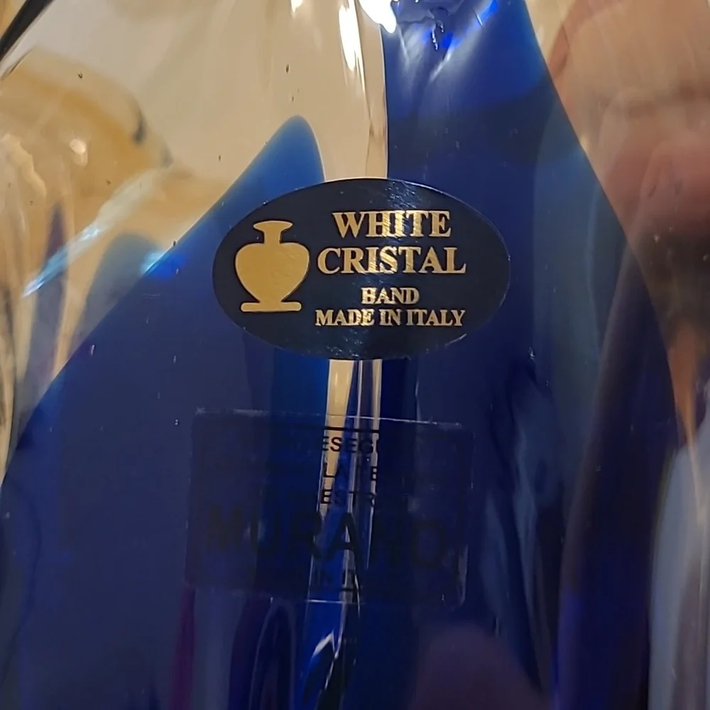 NWT White Cristal Murano Style Vase From Italy